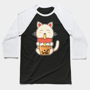 Cat & Drink with Drinking straw Baseball T-Shirt